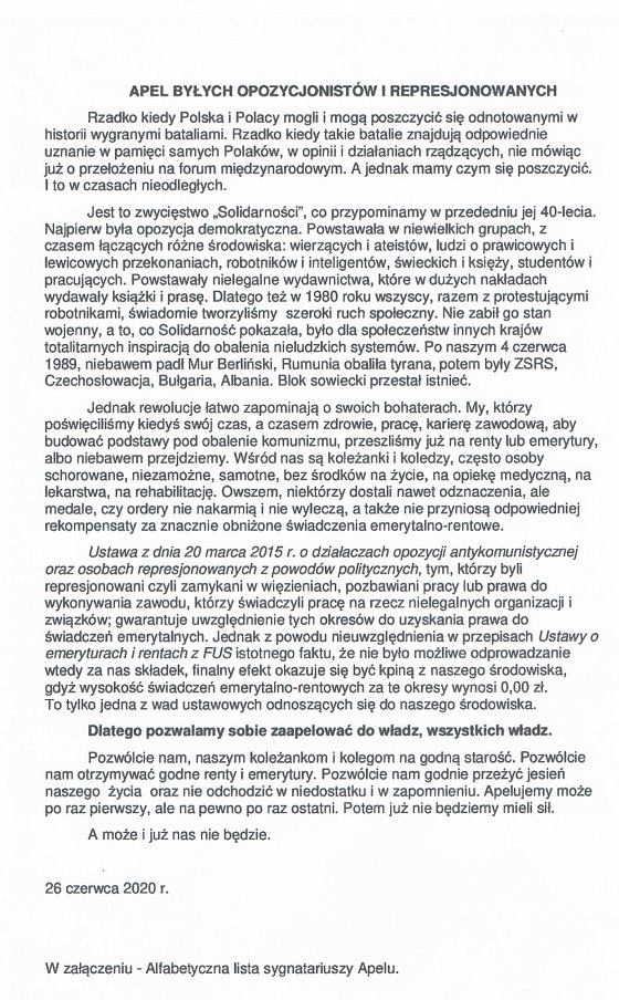 Zdjęcie. Tytuł: "Czy w Rocznicę 40 Lecia Solidarności naprawią krzywdę nie mylić z przywilejami ...". Opis: "...".